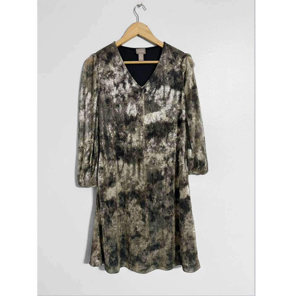 Chico’s Shimmer Metallic Cocktail Dress